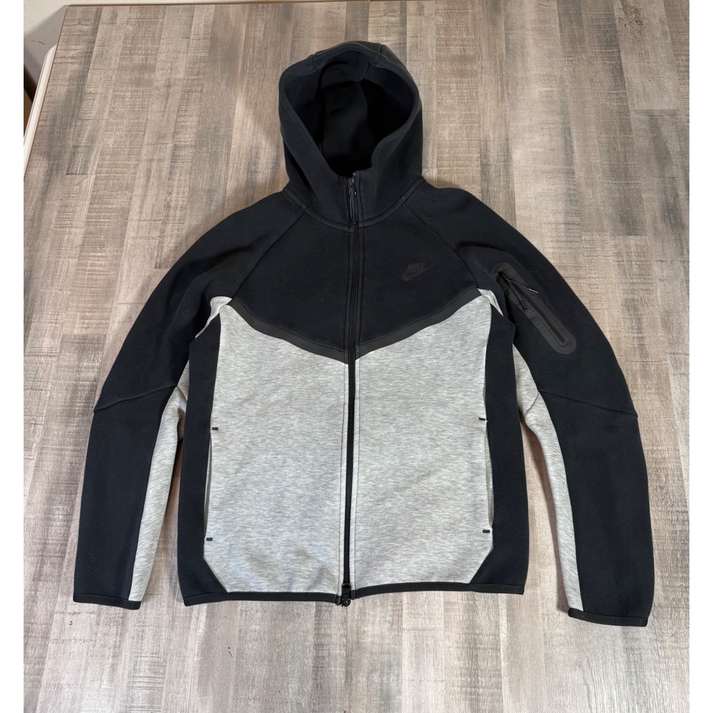Nike Tech Fleece Full Zip Hoodie Mens Small Black Grey Colorblock CU4489-016